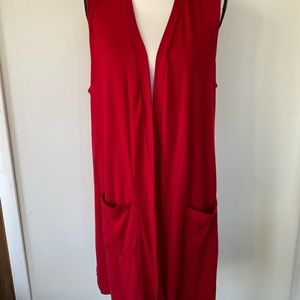 Tickled Teal Long Red Vest XL